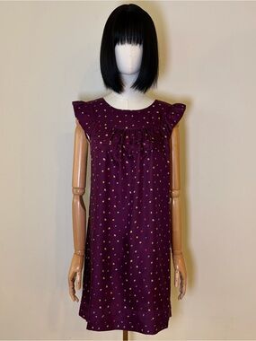 Heritage 1981 Silk Leaf Print Ruffle Dress M (fits like S)